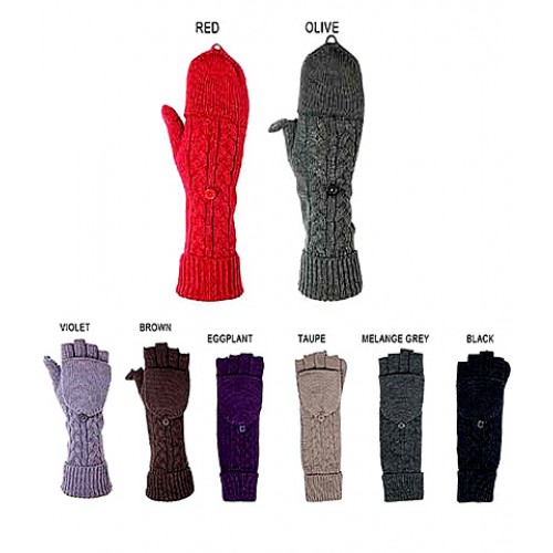 Gloves- Knit Convertible Fingerless Gloves - GL-09KG009