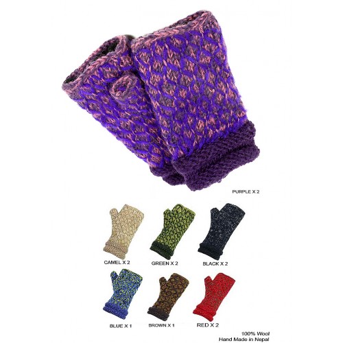 Gloves - Knitted Fingerless w/ DBL Rollup Cuff - GL-CH13