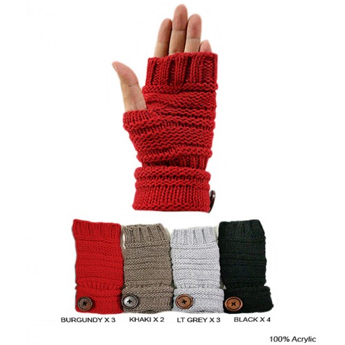 Gloves - Knitted Fingerless Rollup Cuff  W/ Button - GL-G2115