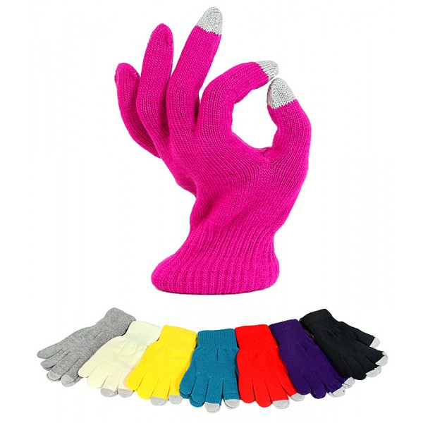12-pair Solid Color Knit Smart Tips Touch Screen Gloves - GL-G212S