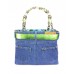 Denim Jean Purse W/ Belt & Key Chain/Frog - BG-BJ114M -GN