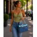 Denim Jean Purse w/ Belt Buckle - Turquoise - BG-BJ119MTQ