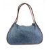Large Denim Tote Dural Handles W/ Floral Wood Beads - BG-USB085BL-1