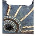 Large Denim Tote Dural Handles W/ Floral Wood Beads - BG-USB085BL-1