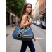 Large Denim Tote Dural Handles W/ Floral Wood Beads - BG-USB085BL-1