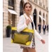 Mesh 2-in-1 Totes w/ Metal Studded Croc Embossed PU Trim - Yellow - BG-100845YL
