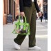 Handbags Wholesale - Clear PVC Tote Bag w/ Croc Embossed Patent Leather-like Trim - Green