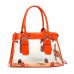 Handbags Wholesale - Clear PVC Tote Bag w/ Croc Embossed Patent Leather-like Trim - Orange