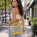Clear PVC Satchel - Croc Embossed Patent Leather-like Trim w/ Open Heart Shape Handles - BG-CLR004MUS