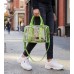Clear PVC Duffel - Croc Embossed Patent Leather-like Trim w/ Pyramid Studs - Green - BG-CLR005GN