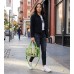 Clear PVC Duffel - Croc Embossed Patent Leather-like Trim w/ Pyramid Studs - Green - BG-CLR005GN