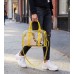 Clear PVC Duffel - Croc Embossed Patent Leather-like Trim w/ Pyramid Studs - Mustard - BG-CLR005MUS