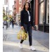 Clear PVC Duffel - Croc Embossed Patent Leather-like Trim w/ Pyramid Studs - Mustard - BG-CLR005MUS