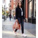 Clear PVC Duffel - Croc Embossed Patent Leather-like Trim w/ Pyramid Studs - Orange - BG-CLR005OG