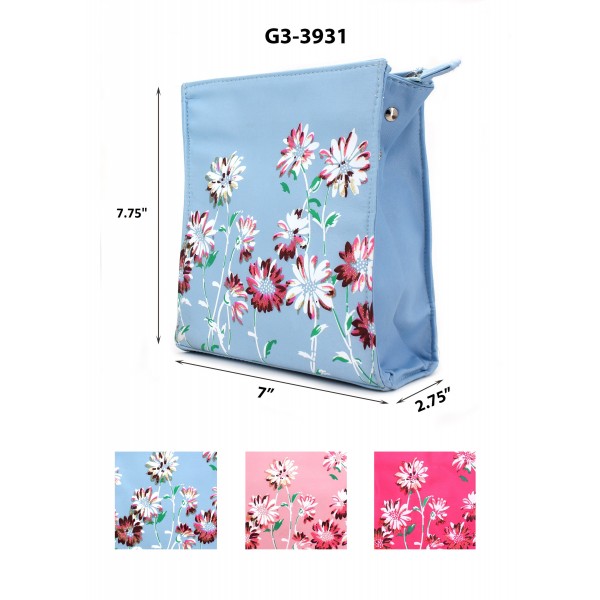 Micro Fiber Floral Print Cosmetic Bag - BG-G3-3931