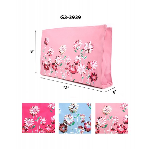Micro Fiber Floral Print Cosmetic Bag - BG-G3-3939