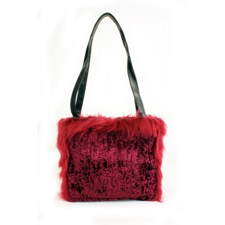 Soft & Furry Tote Bags – Burgundy color - BG-672BG