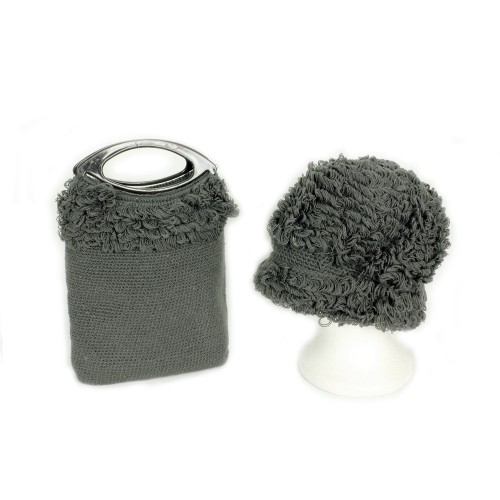 Knitted Bag & Hat set – Grey color - BGHT-9724GY