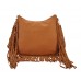 Hobo Bag w/ Genuine Leather Fringes - Tan - BG-A4111TN