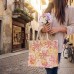 Jute Tote: 12" Floral Print w/ Cotton Webbed Tube Handles - BG-JTG104