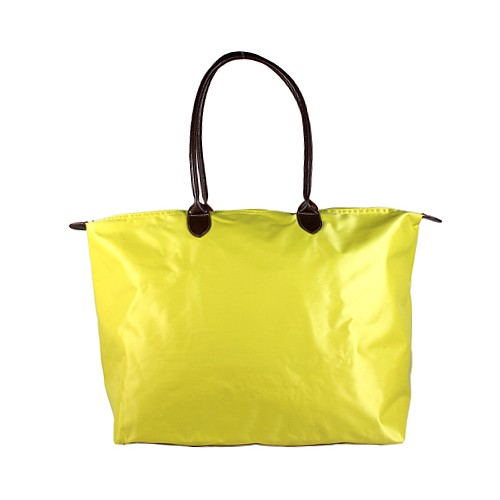 Nylon Large Shopping Tote w/ Leather Like Handles - Lime - BG-HD1293LM