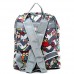 Quilted Cotton Backpack - Owl & Chevron Printed - Grey - BG-OW402GY