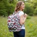 Quilted Cotton Backpack - Owl & Chevron Printed - Grey - BG-OW402GY