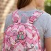 Quilted Cotton Backpack - Owl & Chevron Printed - Pink - BG-OW402PK