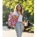 Quilted Cotton Backpack - Owl & Chevron Printed - Pink - BG-OW402PK