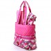 Quilted Cotton Diaper Bag - Owl & Chevron Printed - Pink - BG-OW601PK