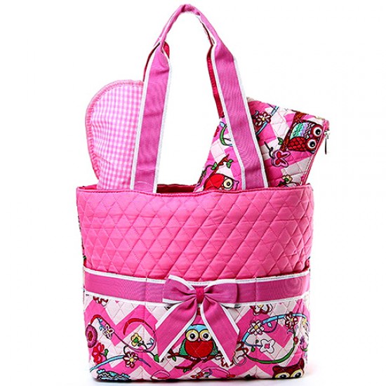 ON SALE! $13.95 -Quilted Cotton Diaper Bag - Owl & Chevron Printed ...