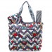 Quilted Cotton Diaper Bag - Owl & Chevron Printed - Grey - BG-OW604GY