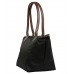 Nylon Small Shopping Tote w/ Leather Like Handles - Black - BG-HD1361BK