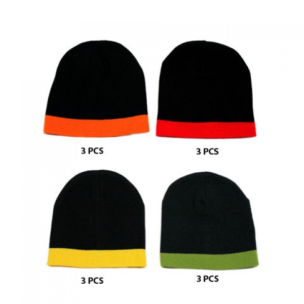 12-pc Cap - Winter Knitted Beanie Caps - HT-5003A-MIX