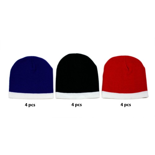 12-pc Cap - Winter Knitted Beanie Caps - HT-5003B-MIX