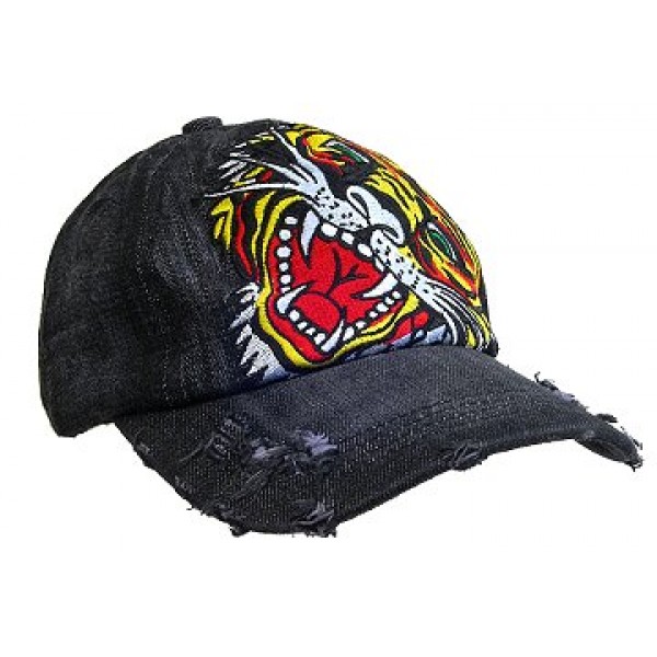 Embroidery Tattoo Cap - Tiger (Washed Cotton) - Black - HT-BST100BK