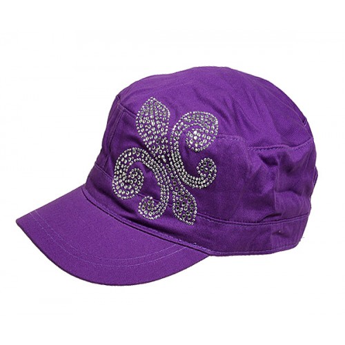 Military Cap W/ Fleur de Lis Sign - Purple - HT-CAP010PU
