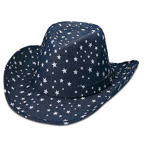 Cowboy Hat - Star Print Denim - HT-8908