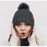 Beanie Caps - Knit Beanie w/ Faux Fur Pom - HT-63POM