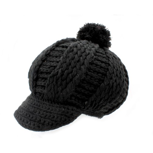 Cap - Knitted Beane W/ Pom Pom - HT-H1056