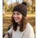 Cap - Knitted Beanie w/ Pom Pom - Brown - HT-H1282BR