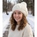 Cap - Knitted Beanie w/ Pom Pom - White - HT-H1282WT
