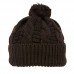 Cap - Knitted Beanie w/ Pom Pom - Brown - HT-H1285BR