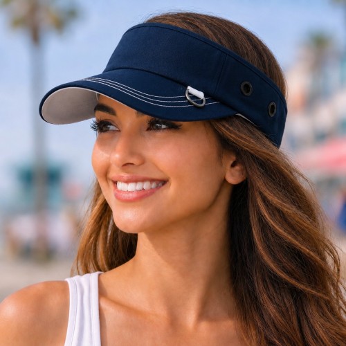 Visor - Cotton Will W/Velcro Adjustable - Navy Color - HT-4057NV
