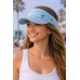 Visor - Cotton Will W/Frayed Design and Embroidery Pam Tree - Blue Color - HT-4067BL