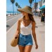 The Lady's Packable Straw Sun Visor - Adjustable - 3.5 Inches - Brown - HT-ST159BN