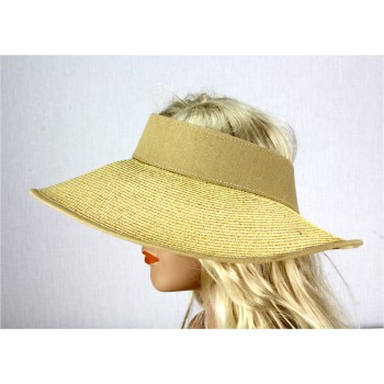 The Lady's Packable Straw Sun Visor - Adjustable - 3.5 Inches - Natural - HT-ST159NT