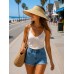 The Lady's Packable Straw Sun Visor - Adjustable - 3.5 Inches - Natural - HT-ST159NT