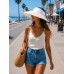 The Lady's Packable Straw Sun Visor - Adjustable - 3.5 Inches - White - HT-ST159WT
