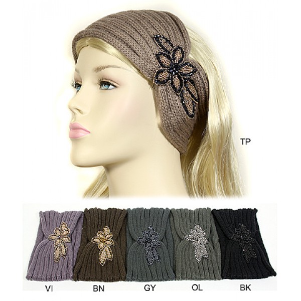 Headwraps: Crochet w/ Beaded Flower -HB-11KH043